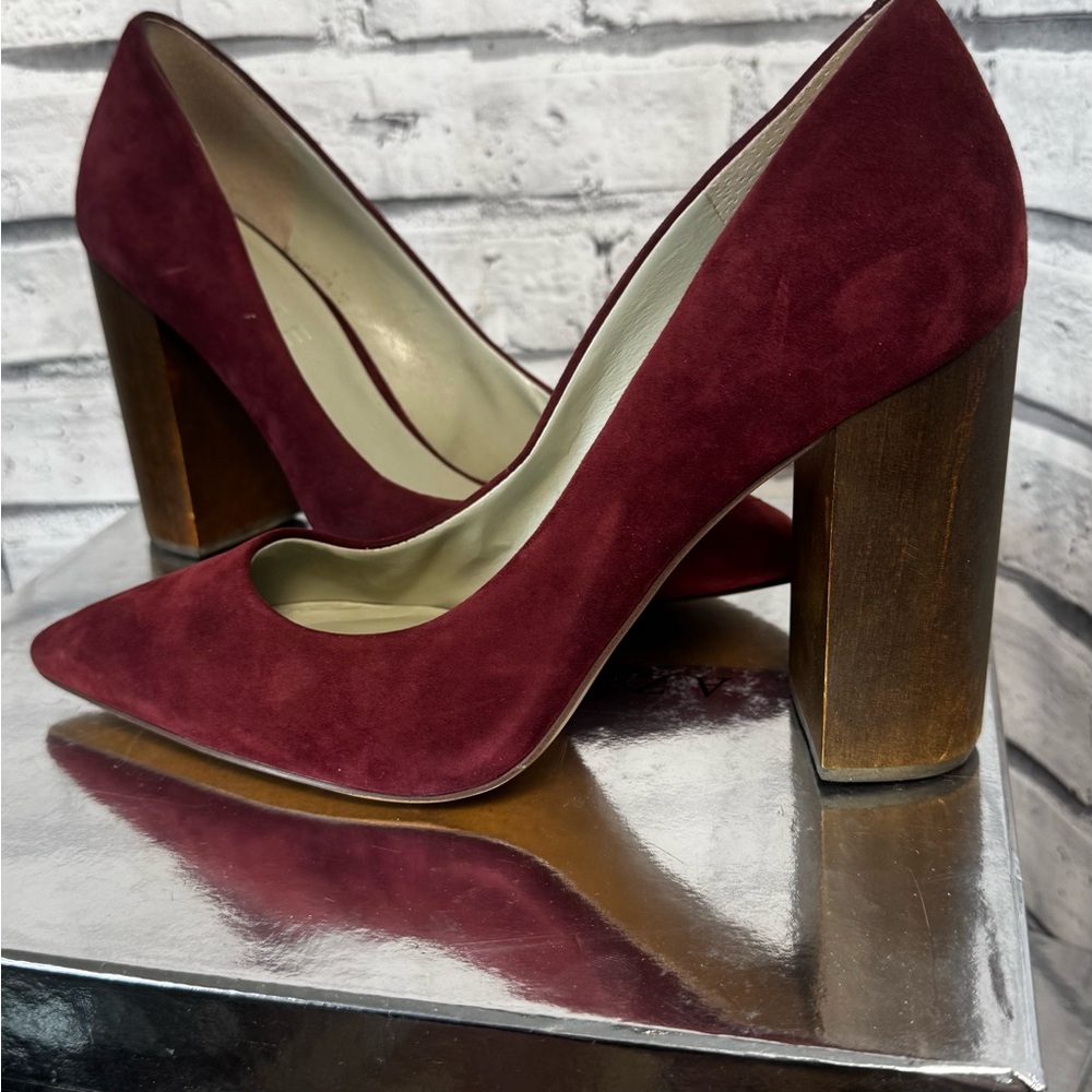 1. State | Burgundy Suede Wooden Heel | Size 10/41
